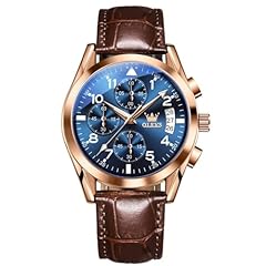 Blue Face/Brown Leather Strap
