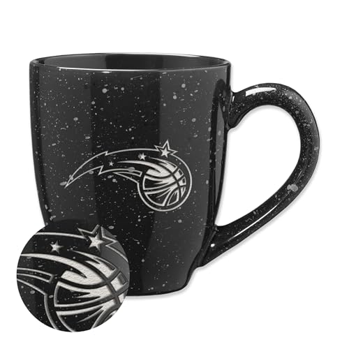 Rico Industries NBA Basketball Orlando Magic Alternate 16 oz Team Color Laser Engraved Speckled Ceramic Coffee Mug