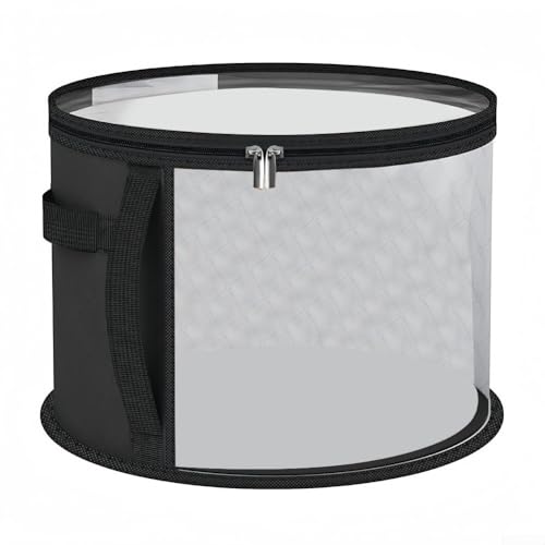 Image of Hat Storage Bucket Travel, Foldable Round Brim Bag Organizer Holds 7 Hats with Reinforced Handle and Large Front, Black(Black)