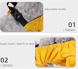 Dog Raincoat with Boots, Dustproof Half-Pack PU Dog Suspender Boots, Waterproof Dog Pants, Pet Paws Protector Dirty roof Outdoor Walking Running Hiking Booties (Yellow,L)