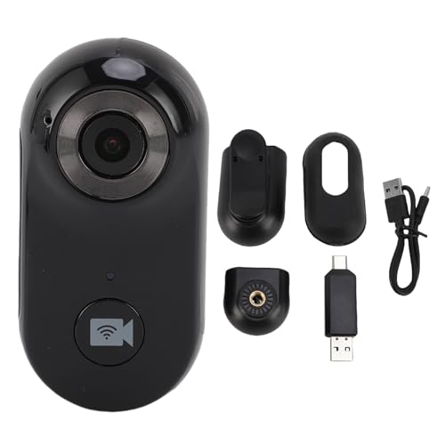 Caméra corporelle WiFi 1080P noire avec objectif grand angle et base magnétique