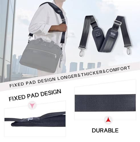 59 Inch Shoulder Straps, Soft with Ultra-Thick Fixed Shoulder Pad, Two Way Independently Adjustable Buckle Replacement Straps for Laptop Bag Messenger Bag Tool Bag Luggage,Black - Image 6