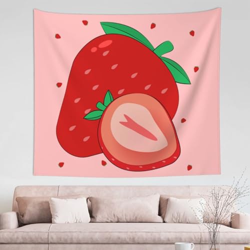 Tapisserie fraises dessin animé TYUMH 152x130 cm pour décoration de chambre