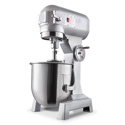 Shoppers Hub PNQ 2 Variable Speed 10 Litres Planetary Mixer B10 All Purpose Heavy Duty Planetary Mixer with Long Lasting Powder Coated Mild Steel Body Grey Colored with Stainless Steel Bowl and 3 Whisk Attachments for All Types of Dough Atta Cake Mixer Preparations (Bowl Gross Capacity ~ 10 Liters and Normal Kneading Output Capacity per Batch - 1.5 to 3.0 Kilograms Approx)