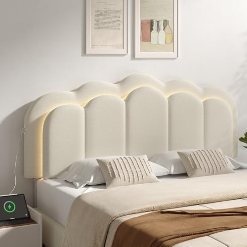 ONBRILL Upholstered Headboard Full/Queen Size with USB & Type C