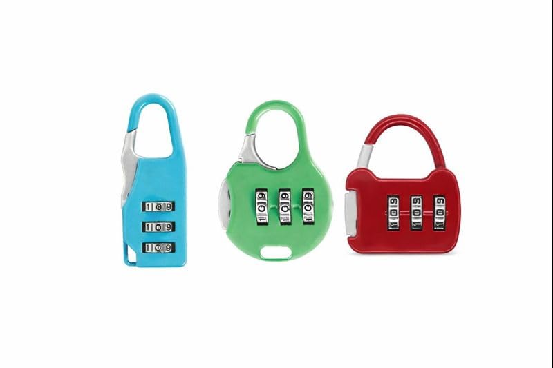 QUIRA Travel Luggage Lock Set of 3 | Keyless 3-Digit Combination Padlock | Strong Zinc Alloy Body | TSA-Style Travel Lock-image-46
