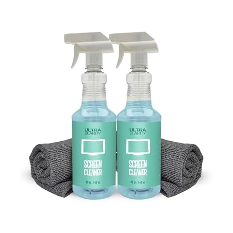 ULTRA CLARITY Powered by NANO MAGIC | Screen Cleaner 2-Pack | 2 32oz Trigger Spray Bottles & 2 Large Premium Microfiber Cloths | Optical-grade Ideal for TV Tablet Phone Laptop Infotainment Streak Free Cover