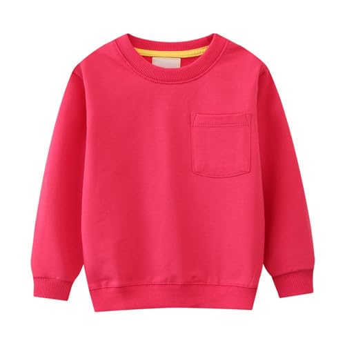Autumn Winter Toddler Boys Girls Long Sleeve Solid Color Hoodie Tops Pullover Casual Sports Outwear Teen Boys Hot Pink