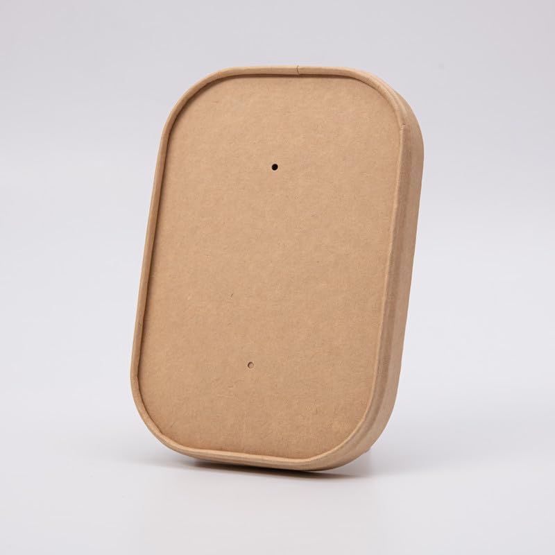 Coperchi in Carta Kraft per Salatiere Rettangolari da 500/750/1000 ml - Confezione da 50 Pezzi | Coperchi Monouso per Contenitori di Alimenti, Ciotole e Vaschette Usa e Getta