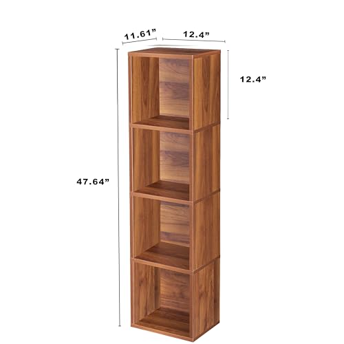 Image of 4 Cube Storage Organizer Wooden Bookshelf, 4 Cube Shelf Bookcase, Small Bookshelf Storage Organizer, 4 Cube Storage Shelf for Bedroom, Small Bookshelf for Living Room and Office (Natural)