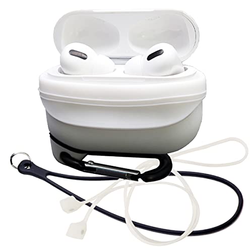 Icoolmate Waterproof Silicone Case For Airpods Pro 2 Cover With Headphone Earbud Anti-Lost Neck Strap And Carabiner And Silicone Hand Strap (White) #TOP2