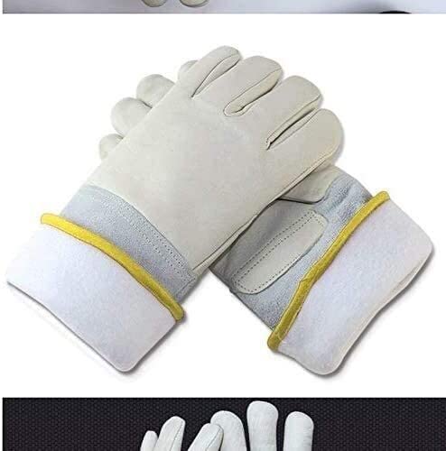 Guantes de Trabajo, Guantes for soldar Guantes Resistentes al Calor e ignífugos Guantes de jardinería de Cuero con nitrógeno líquido Resistente a Bajas y Altas temperaturas