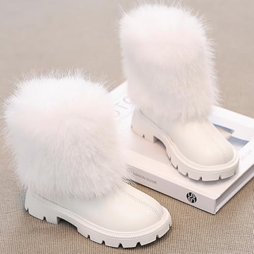 Girls' Waterproof Winter Ankle Boots Low Heel Zipper Chelsea Booties Fur-Lined, Warm Comfortable Snow Boots for Little Kids/Big Kids/Toddler4