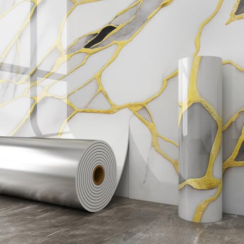 ANLIKY-Pro Adesivo da parete in marmo, autoadesivo, sfondo 3D, 40 x 300 cm, IXPE PVC, autoadesivo, pannelli da parete fonoassorbenti per diverse superfici, liscio e ruvido