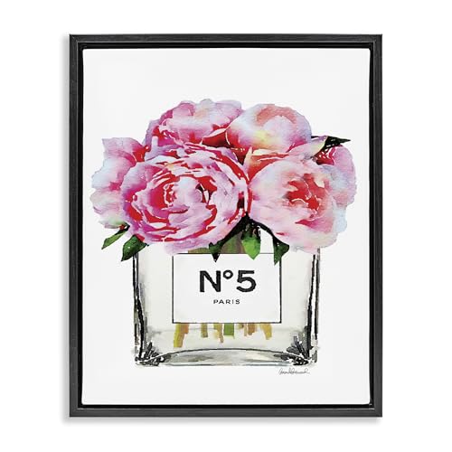 Image of Glam Paris Vase Peony Still Life, 16 x 20 Inch Canvas in Floater Frame | Stupell Industries . By Amanda Greenwood . Ready to hang . Made in USA