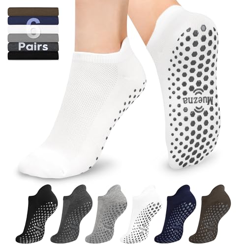 Muezna 6 Pairs Pilates Grip Socks for Women, Non Slip