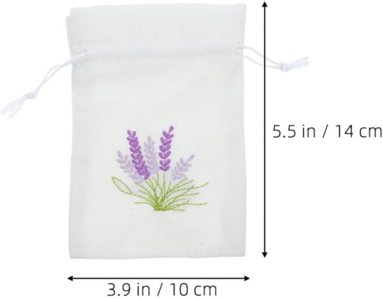 8pcs Small Lavender Sachet Drawstring Bags with Unique Lavender Pattern, Canvas Material, Multipurpose Functionality, for Wedding Party Supplies and Aromatherapy Storage Pouches