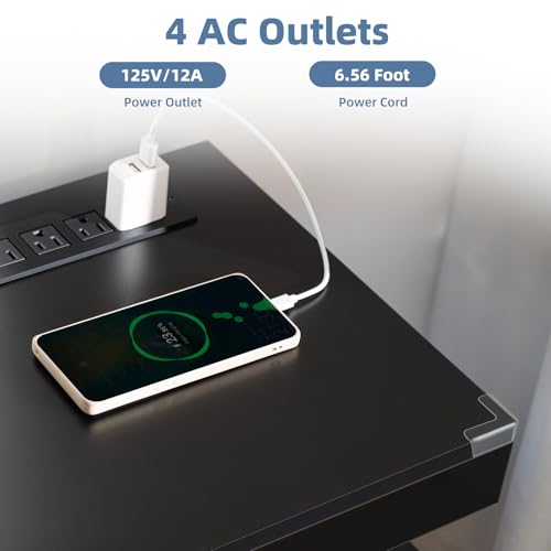 HOMMPA LED TV Stand for 55/50/43/40/32 inch TV Modern Entertainment Center with Power Outlets, Gaming TV Consoles with Storage Media Table with LED Lights Game Cabinet for Living Room Black - Image 3