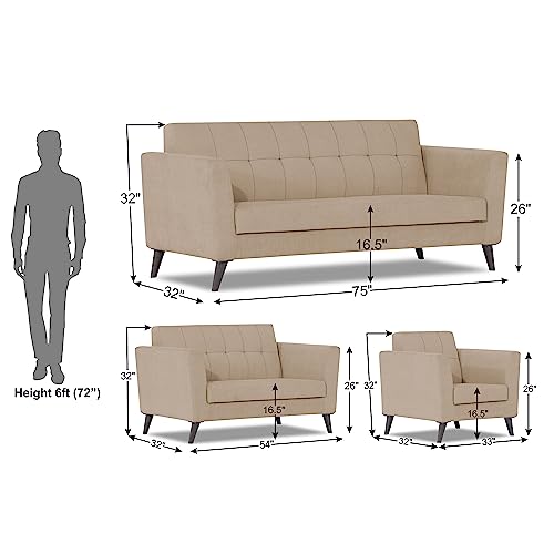 Image of Adorn India Dannis 3+2+1 6 Seater Sofa Set (Beige) (3 Year Warranty)