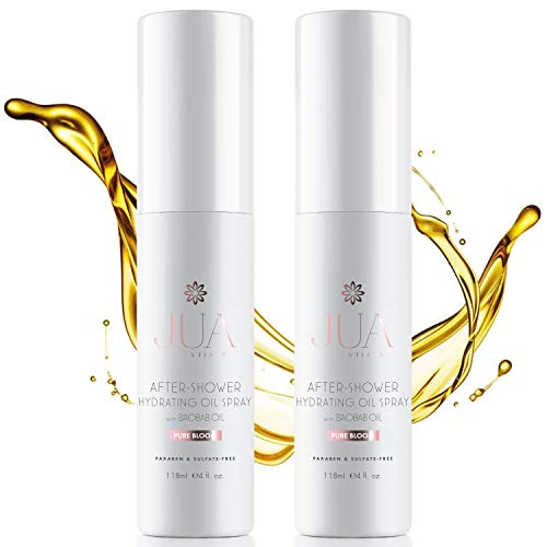 JUA Essentials Premium Natural After-Shower Hydrating Body Oil - With Baobab, Jojoba, Almond Oil. Formulated to Retain Moisture, Rejuvenate & Hydrate Skin. For Women By Hill Harper (2 Bottles)