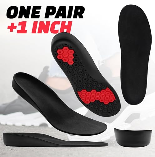 Image of Height Increase Insoles for Men (+1 inch) Discreet Shoe Lifts, All Day Comfort, Shock-Absorbent Gel, Trim to Fit Inserts for Most Sneakers & Shoes, Confidence Boosters (Mens 12-14)