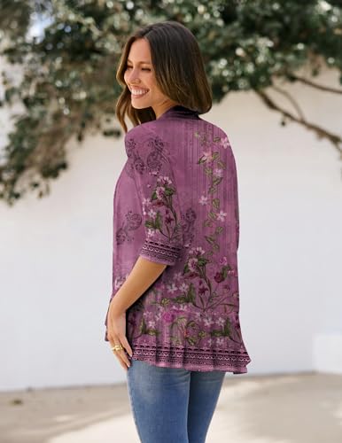 Image of Zeagoo Women's Open Front Cardigan 2026 Spring Summer Lightweight 3 /4 Sleeve Draped Ruffles Cardigans S-3XL