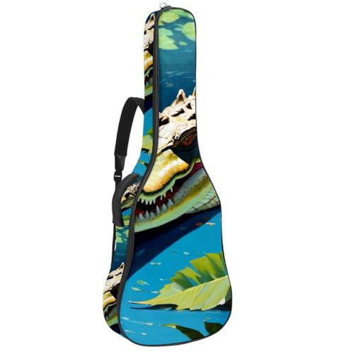 Étui pour guitare acoustique multicolore motif crocodile avec couche antichoc