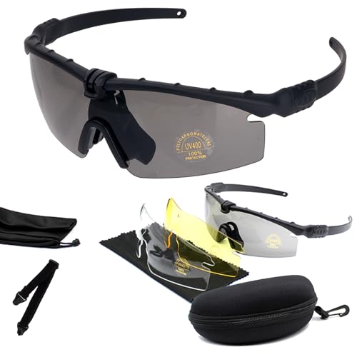 FOCUHUNTER Gafas Protectoras - Gafas de Seguridad Anti Fog Gafas de Seguridad Transparentes Anti-UV400 Gafas de Esquí Ciclismo, Senderismo y Tiro. (Negro)