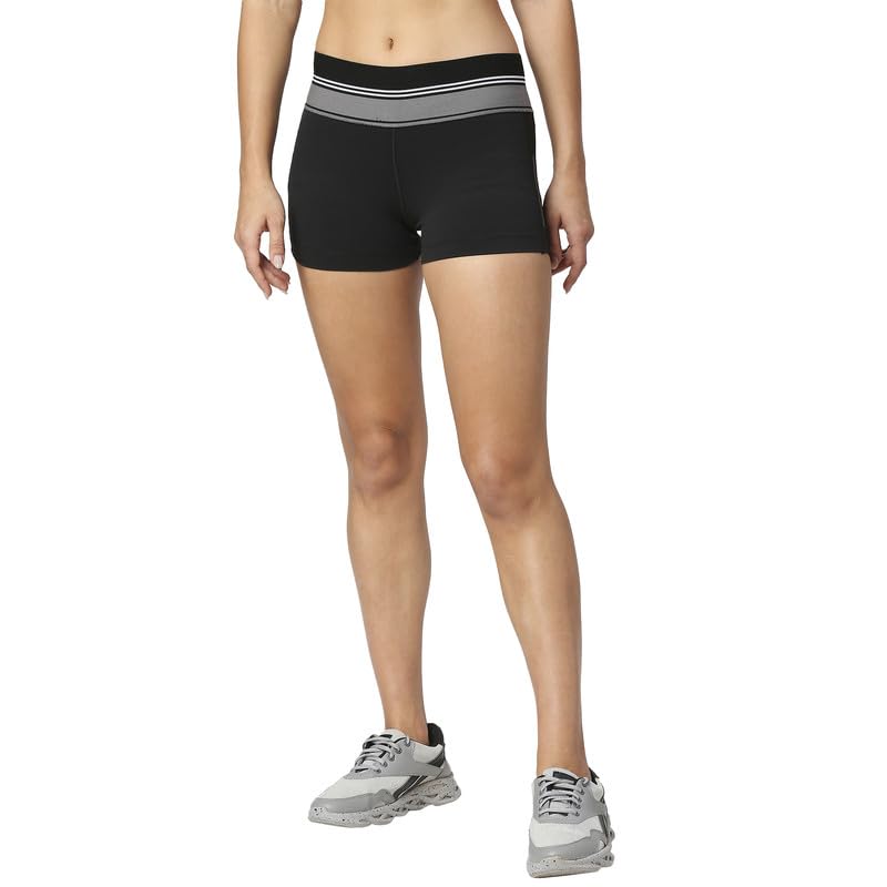 Solid Black HIGH-Waist (Foldable) Workout Shorts-image-44