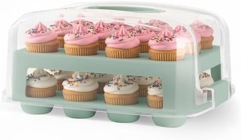 EXTRA TALL DOME 24 Cupcake Carrier, Green Cupcake Holder Carries