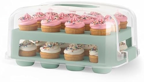 EXTRA TALL DOME 24 Cupcake Carrier, Green Cupcake Holder Carries