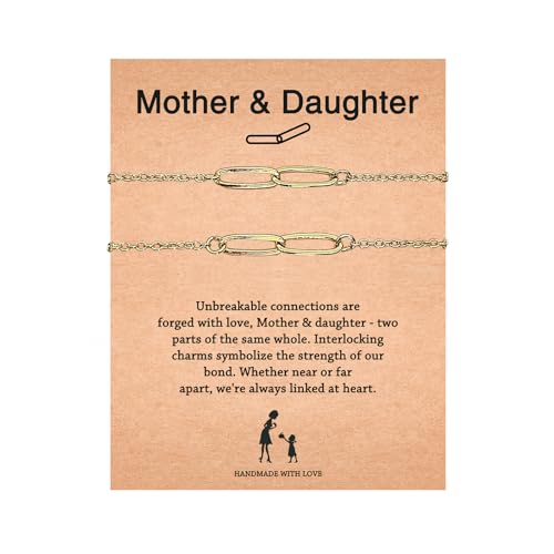 Homeair 18K Gold Bracelets Gifts for Mom,Daughter and Mother Linked Together Forever Bracelet, Double-clasp Linked Bracelet Mother Daughter Bracelets Set,Birthday Christmas New Year Gift(2-Pack)