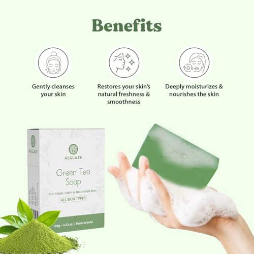Image of Green Tea Soap With Shea Butter & Jojoba Oil | Cleanses, Calms & Nourishes | 100 g