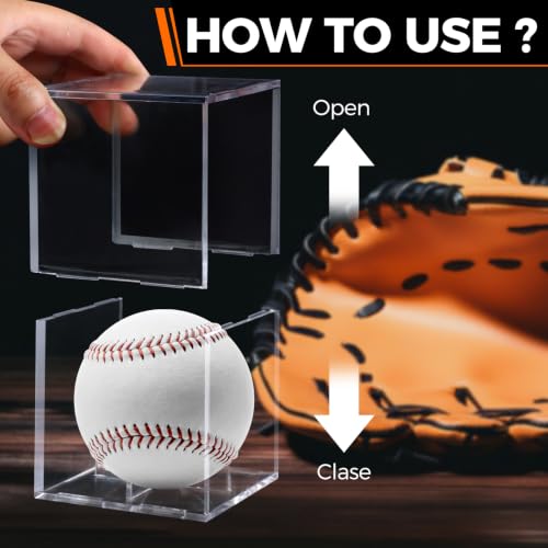 Image of Guirnd 4 Pack Baseball Display Case, UV Protected Acrylic Baseball Holder Display case, Cube Memorabilia Autograph Ball Protector Boxes for Official Size Ball