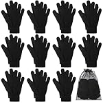 Cooraby 12 Pairs Winter Magic Gloves Stretchy Warm Knit Gloves with Mesh Storage Bag for Men or Women