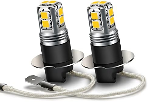 Ruiandsion H3 LED Fog Light Bulbs 6-40V 6000K White Super Bright 2835 10SMD Chips for Car Fog Lights(Pack of 2)