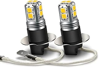 Ruiandsion H3 LED Fog Light Bulbs 6-40V 6000K White Super Bright 2835 10SMD Chips for Car Fog Lights(Pack of 2)