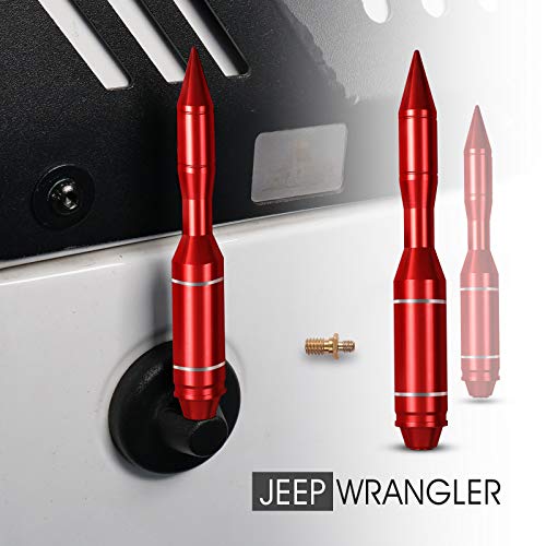NIXON OFFROAD Bullet Antenna Compatible for Jeep Wrangler JK/JL/JT(2007-2021),Aluminum Antenna Replacement Accessories for Jeep Wrangler, Red