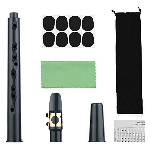 Queenser Mini saxofone de bolso de 8 furos ABS com ligadura de junta de boca alta Discos dentais Pla