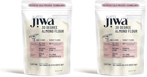 Image of Jiwa 30 Degree Almond Flour | 200 G | Patented Cold Pressed Flour | Slow Ground | Low Carb Badam Powder | Keto & Paleo Friendly | Made With Californian Almonds | Gluten Free | Grain Free (Pack of 2)