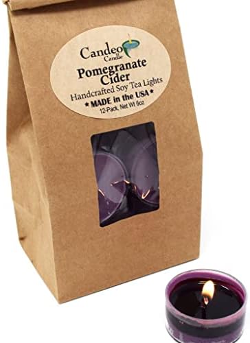 Pomegranate Cider Scented - Soy Tealight Candles, 12Pack - Purple Tealight Candles - Highly Scented - Made with Soy Wax - Handmade in The USA - Candeo Candle - Fall Scents
