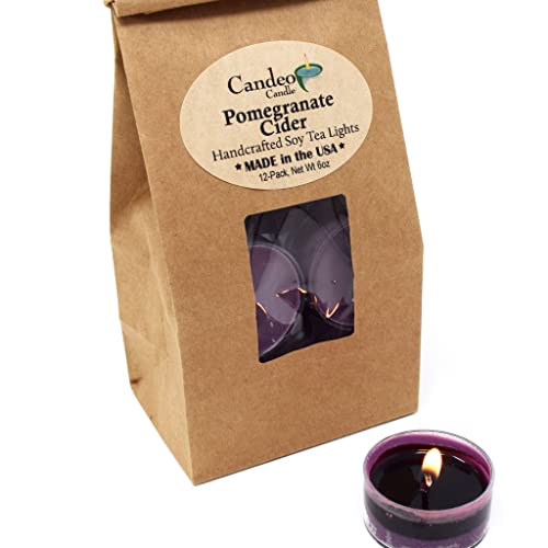 Pomegranate Cider Scented - Soy Tealight Candles, 12Pack - Purple Tealight Candles - Highly Scented - Made With Soy Wax - Handmade In The Usa - Candeo Candle - Fall Scents #TOP8