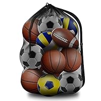 BROTOU Extra Groß Fußball Ballnetz für 10-15 Bälle, Große Tasche Ballsack mit Kordelzug und Schultergurt, Mehrzweck Balltasche Netz, Balltasche Fußball Meshbag ((30” x 40”/ 75 x 100 cm)) (1)