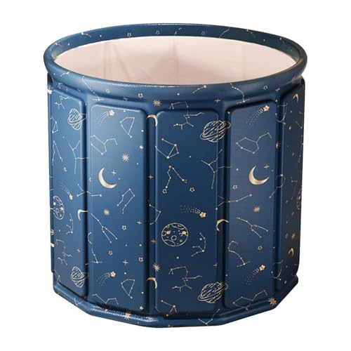Foto de Bañera portátil para adultos, bañera plegable independiente para ducha, bañera de hielo caliente con espuma térmica gruesa para mantener la temperatura, bañera de PVC para exteriores (azul (imagen 2)