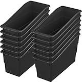 Really Good Stuff Book and Binder Holder Plastic Storage Bins (Set of 12) – Book Bin Containers for Office Organization, Magazines, Teacher Supplies, Classroom Organization – File Organizing Bins