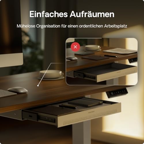 Desktronic Schreibtisch-Organizer, Untertisch-Aufbewahrungsbox, Schreibtisch für Büro Schule Homeoffice Schreibwaren, Metallschublade, Versteckte Schubladenbox (Grau)