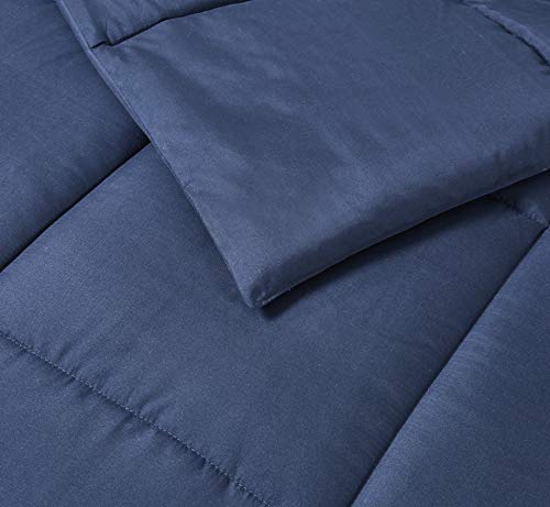 Blue Ridge Home Fashions Microfiber Down Alternative All Season Comforter-Hypoallergenic Polyester Fill, Full/Queen, Navy #TOP5