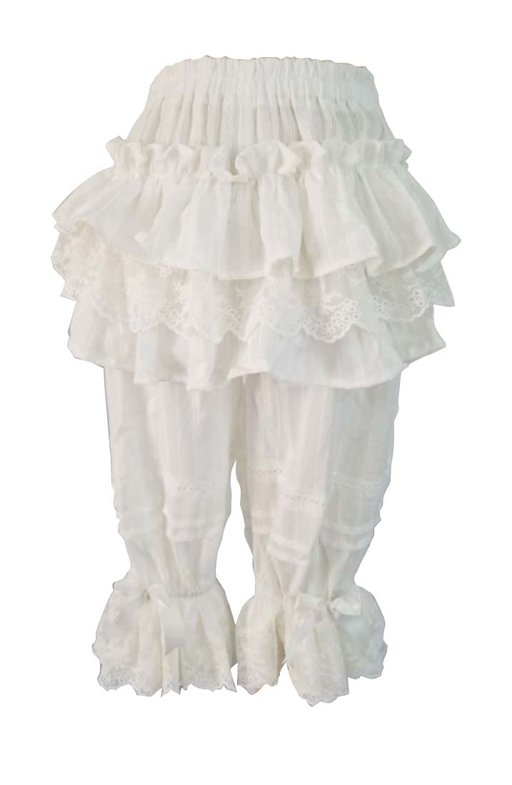 Lolita Bloomer White Shorts for Women Cute Long Cotton Lace Pants