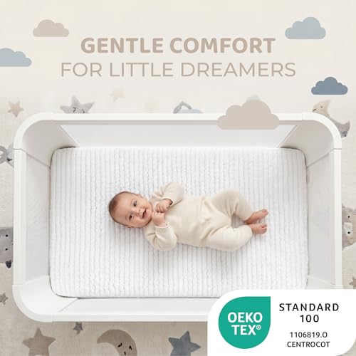 Image of PAULATO BY GA.I.CO Waterproof Crib Mattress Protector - Absorbent Mattress Cover for Toddler & Baby - 28x52 Soft Noiseless Hypoallergenic Machine Washable - Protector with Deep Elastic Skirt