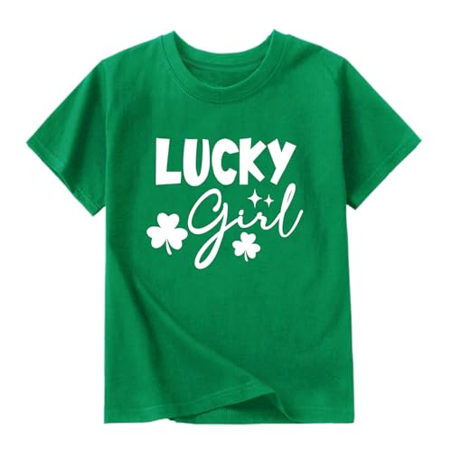 Image of Toddler Girl St Patrick's Day Shirts Cute Lucky Tshirts Cotton Short Sleeve Tees 2-10 Years